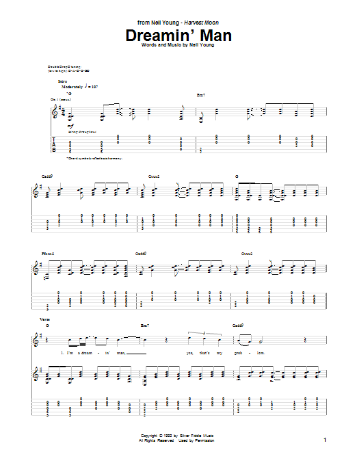 Neil Young Dreamin' Man Sheet Music