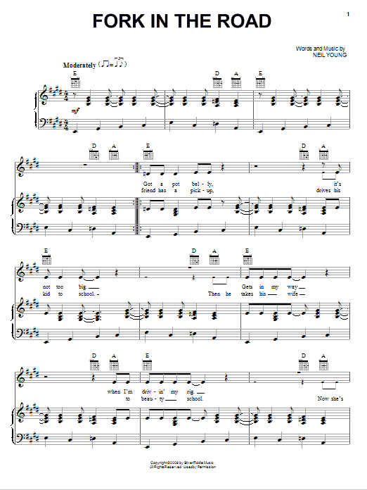 Neil Young Fork In The Road Sheet Music