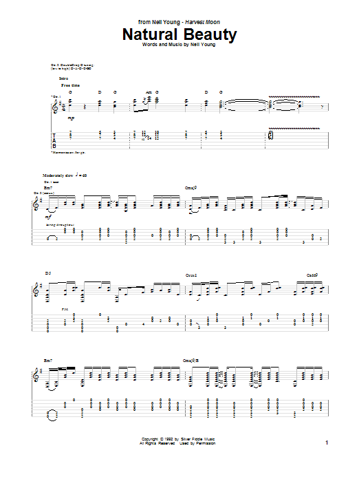 Neil Young Natural Beauty Sheet Music
