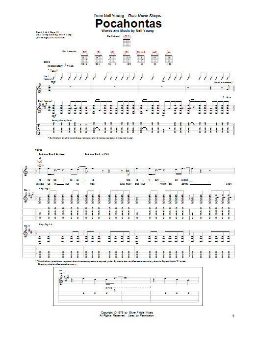 Neil Young Pocahontas Sheet Music