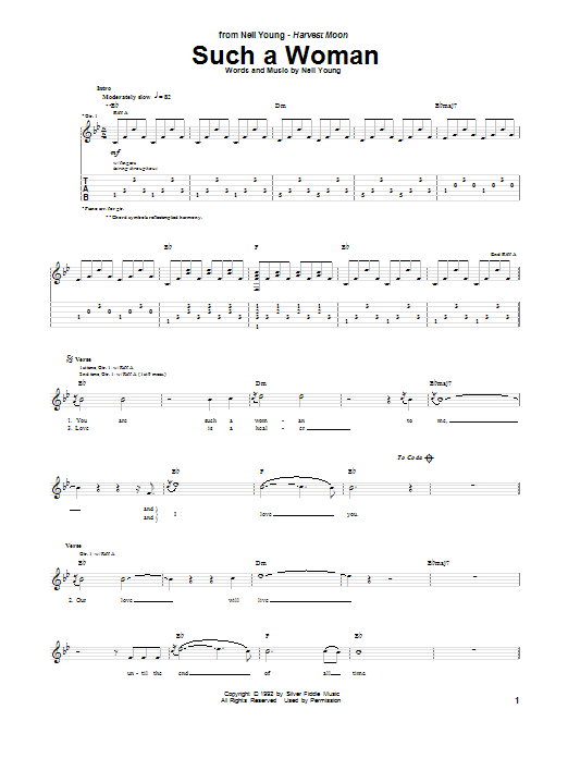 Neil Young Such A Woman Sheet Music