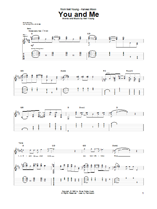 Neil Young You And Me Sheet Music
