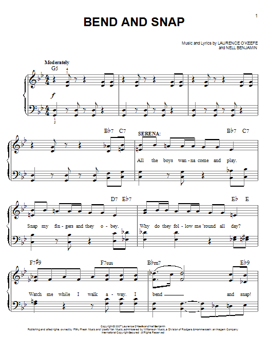 Nell Benjamin Bend And Snap Sheet Music