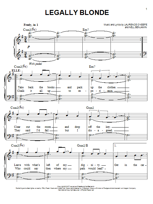 Nell Benjamin Legally Blonde Sheet Music