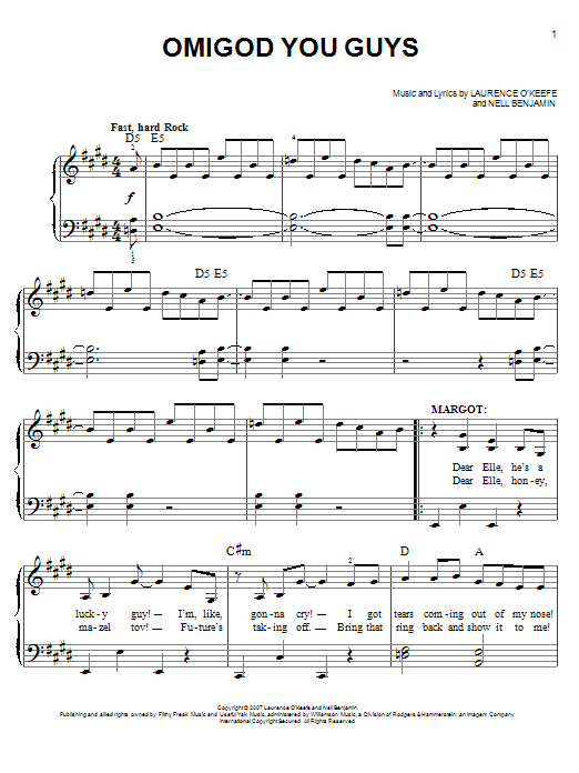 Nell Benjamin Omigod You Guys Sheet Music