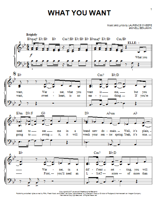 Nell Benjamin What You Want Sheet Music