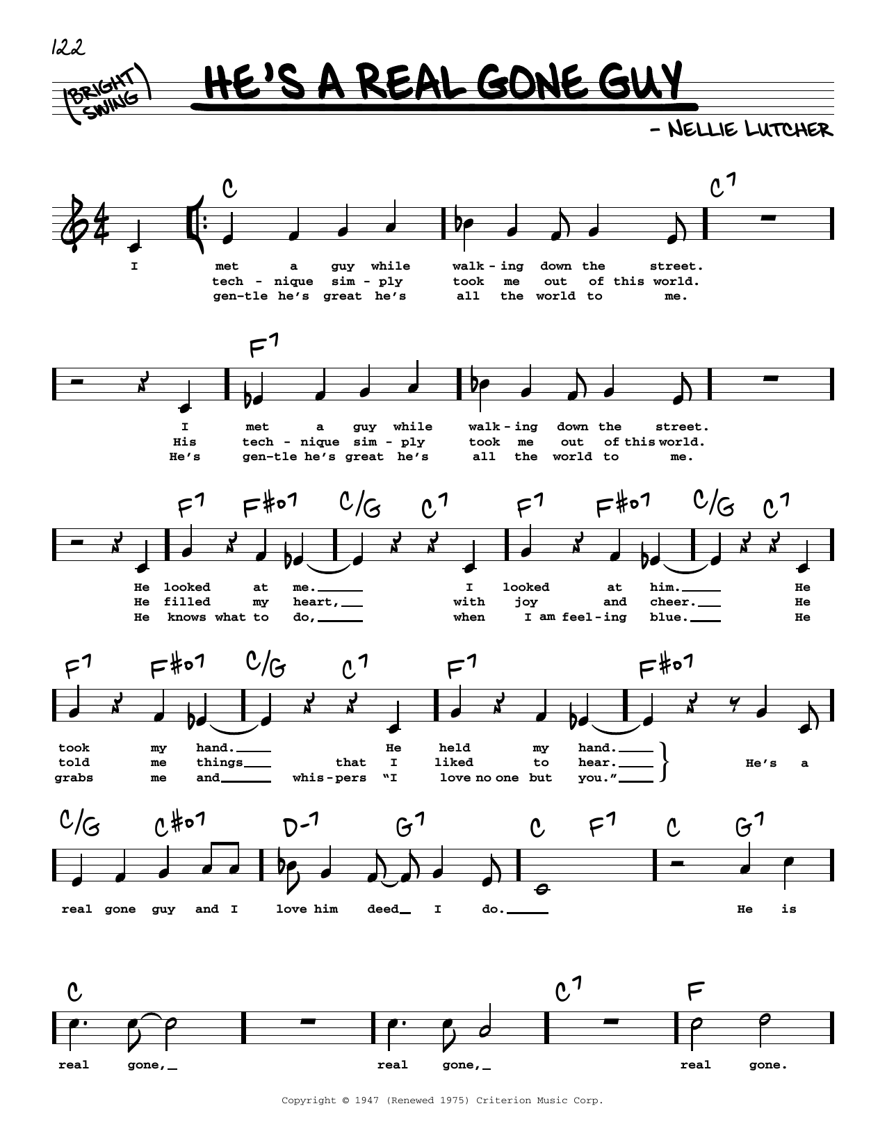 Nellie Lutcher He's A Real Gone Guy (Low Voice) Sheet Music