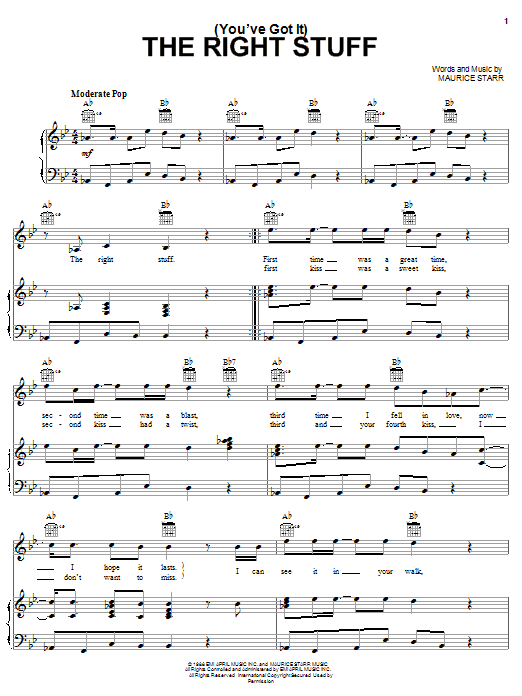 New Kids On The Block (You've Got It) The Right Stuff Sheet Music