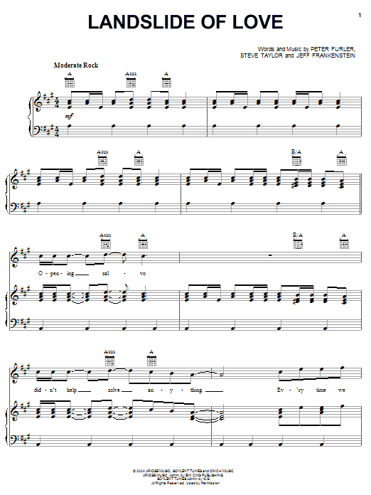 Newsboys Landslide Of Love Sheet Music