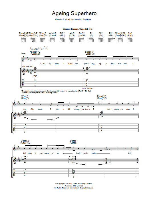 Newton Faulkner Ageing Superhero Sheet Music
