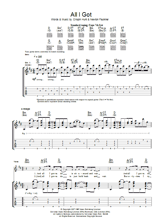 Newton Faulkner All I Got Sheet Music