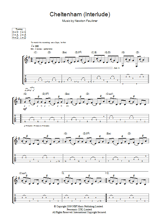 Newton Faulkner Cheltenham (Interlude) Sheet Music