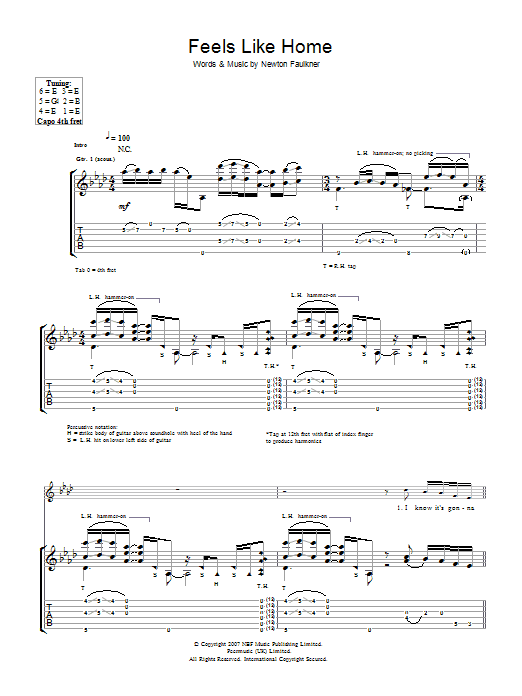 Newton Faulkner Feels Like Home Sheet Music