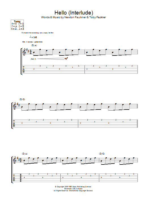 Newton Faulkner Hello (Interlude) Sheet Music