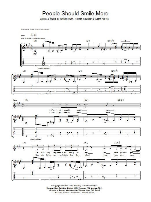 Newton Faulkner People Should Smile More Sheet Music