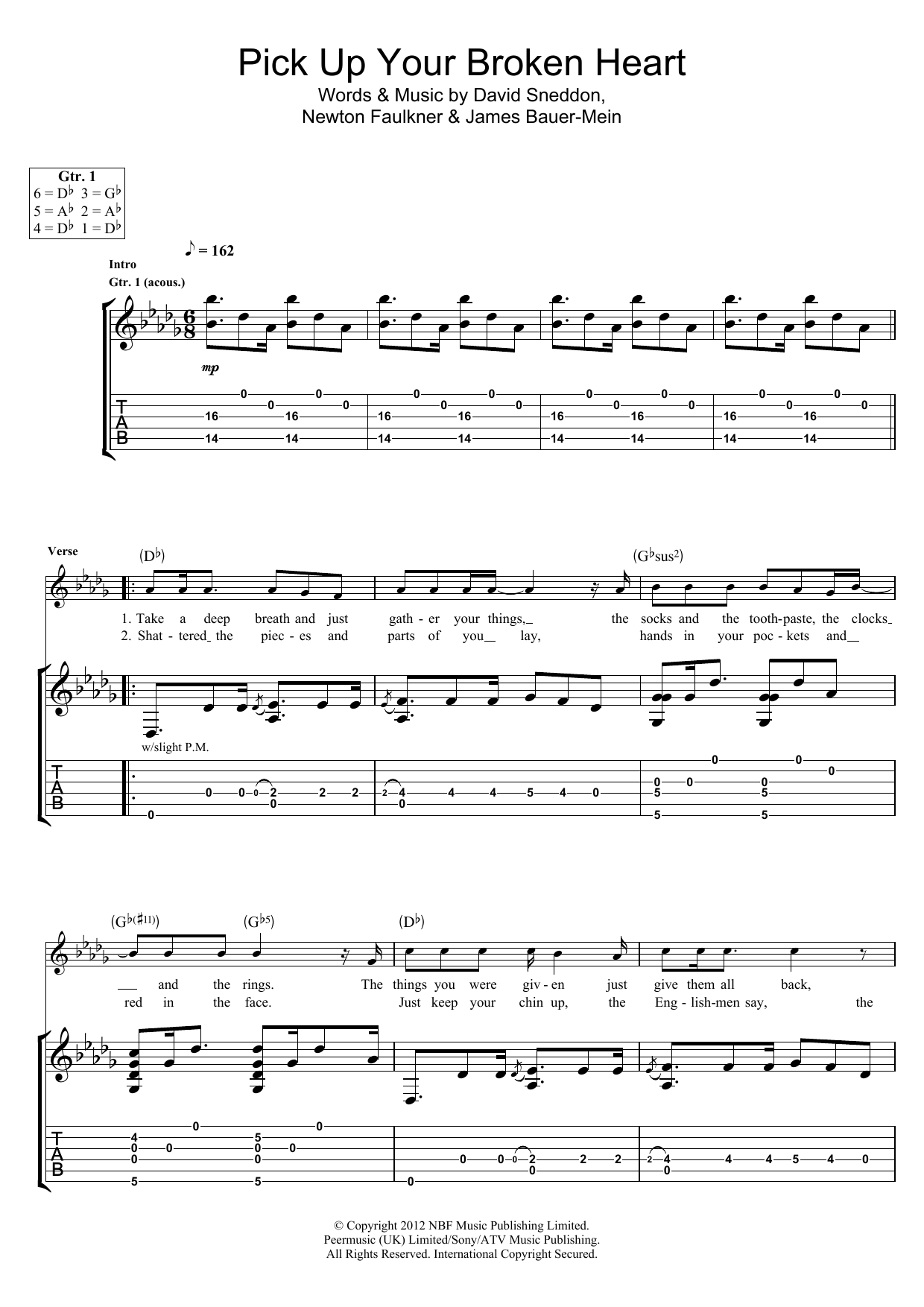 Newton Faulkner Pick Up Your Broken Heart Sheet Music