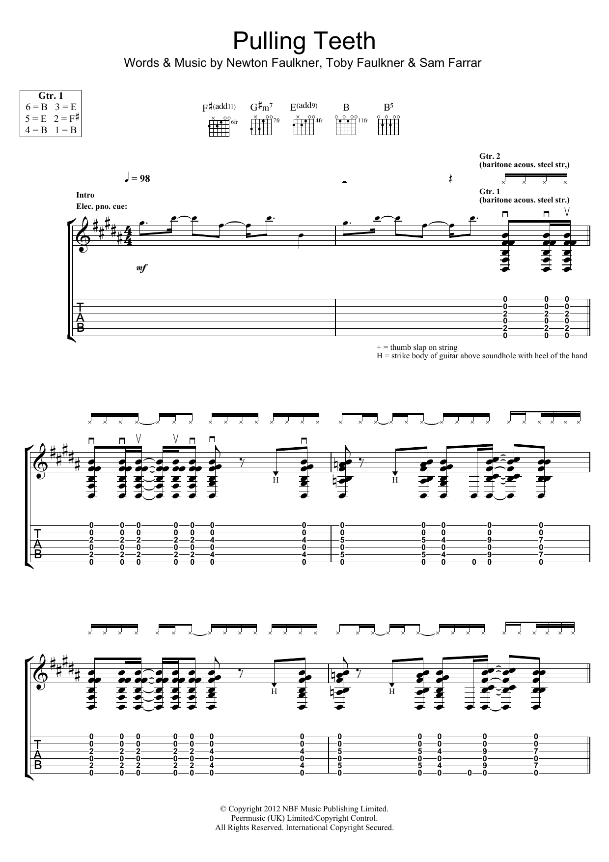 Newton Faulkner Pulling Teeth Sheet Music