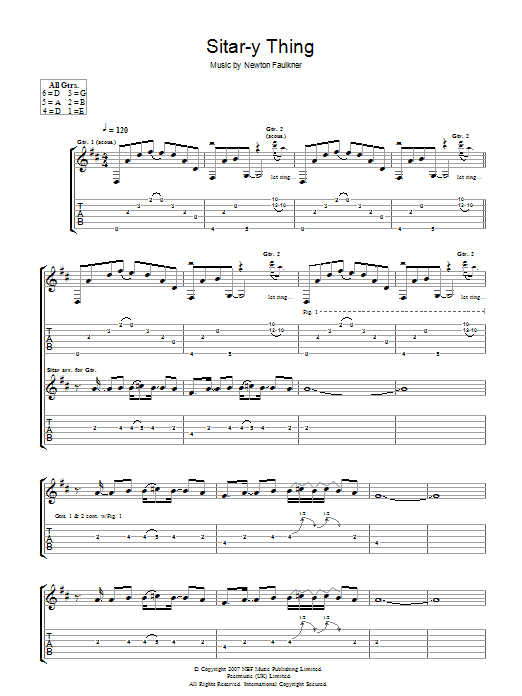 Newton Faulkner Sitar-y Thing Sheet Music