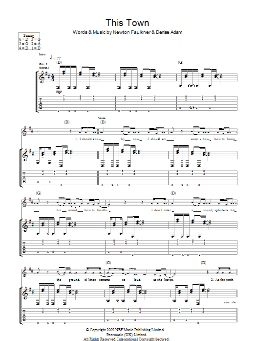 Newton Faulkner This Town Sheet Music
