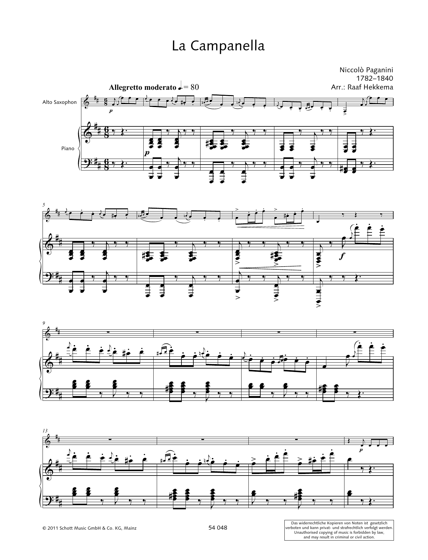 Niccolo Paganini La Campanella Sheet Music