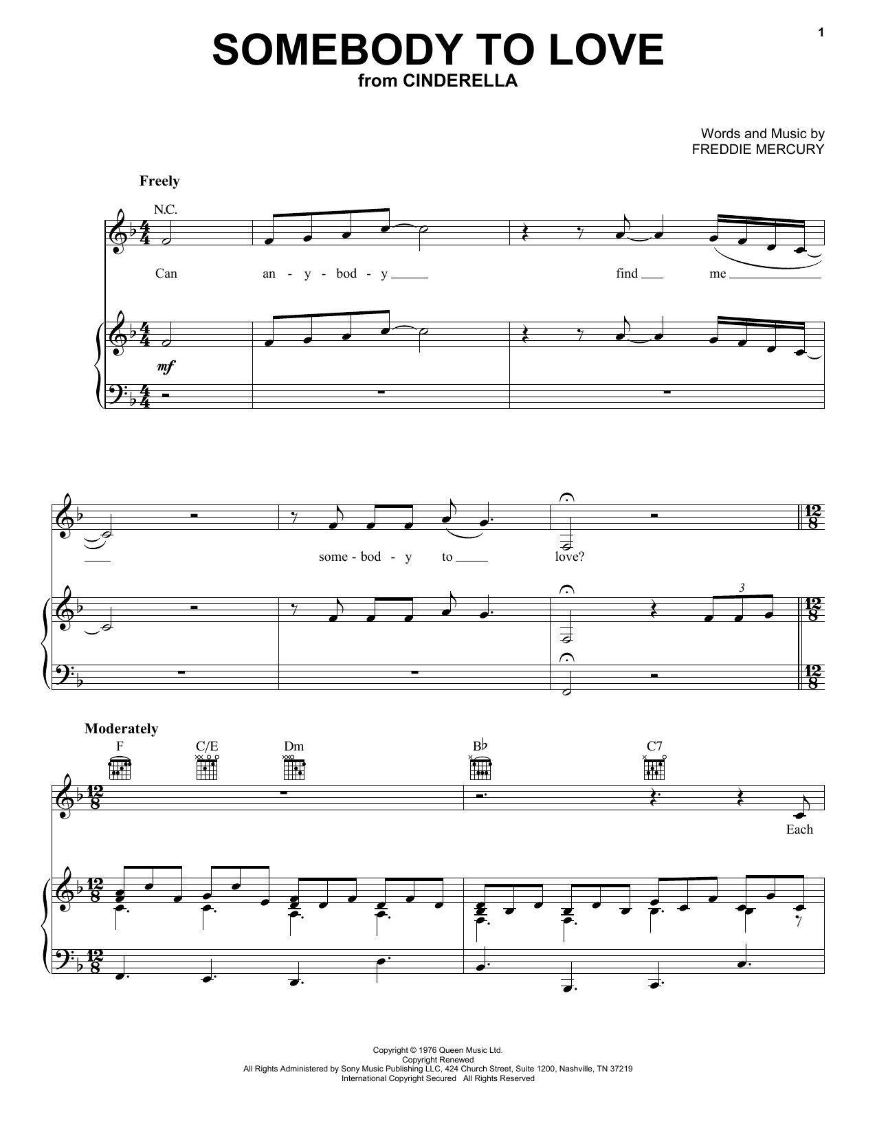 Nicholas Galitzine Somebody To Love (from the Amazon Original Movie Cinderella) Sheet Music