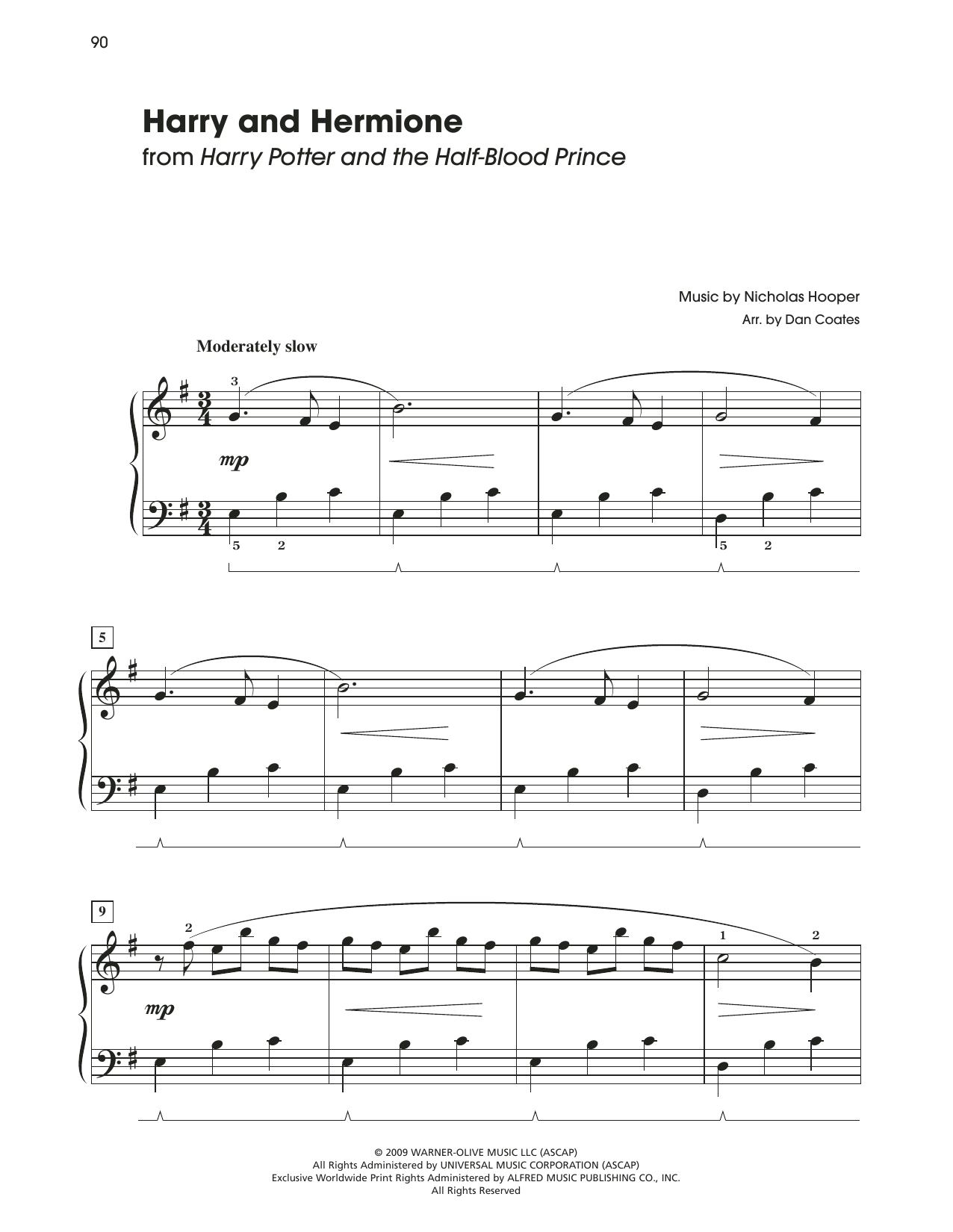 Nicholas Hooper Harry & Hermione (from Harry Potter And The Half-Blood Prince) (arr. Dan Coates) Sheet Music