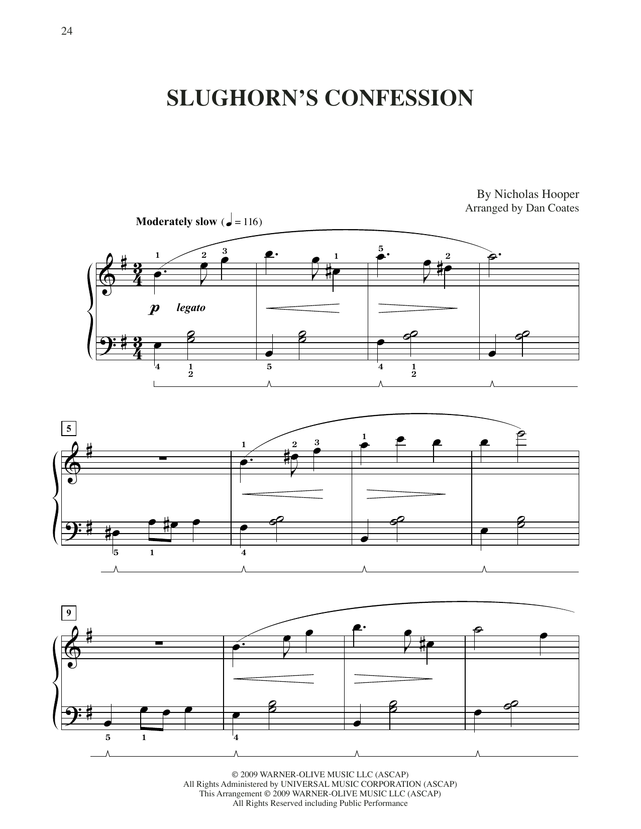 Nicholas Hooper Slughorn's Confession (from Harry Potter) (arr. Dan Coates) Sheet Music