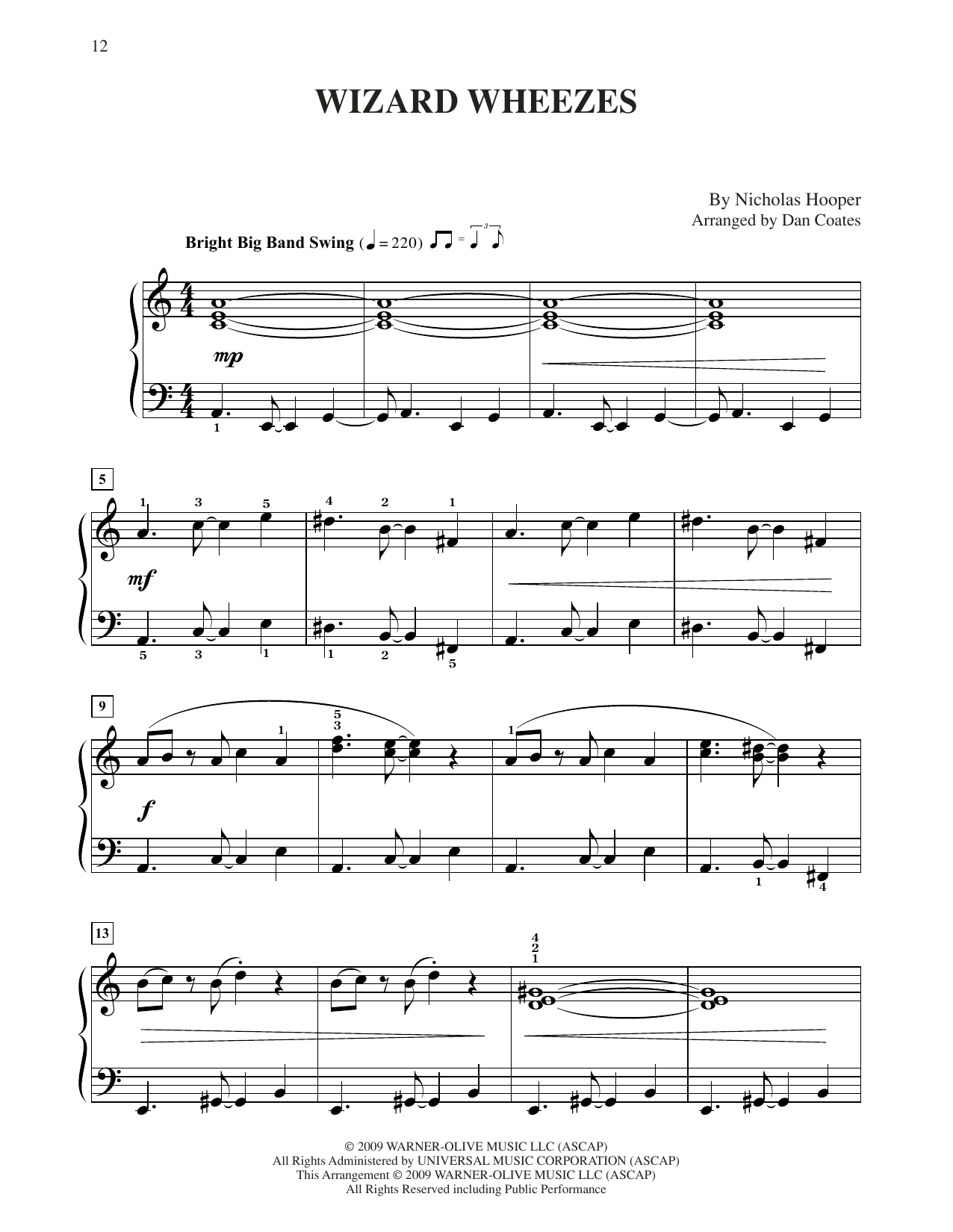 Nicholas Hooper Wizard Wheezes (from Harry Potter) (arr. Dan Coates) Sheet Music