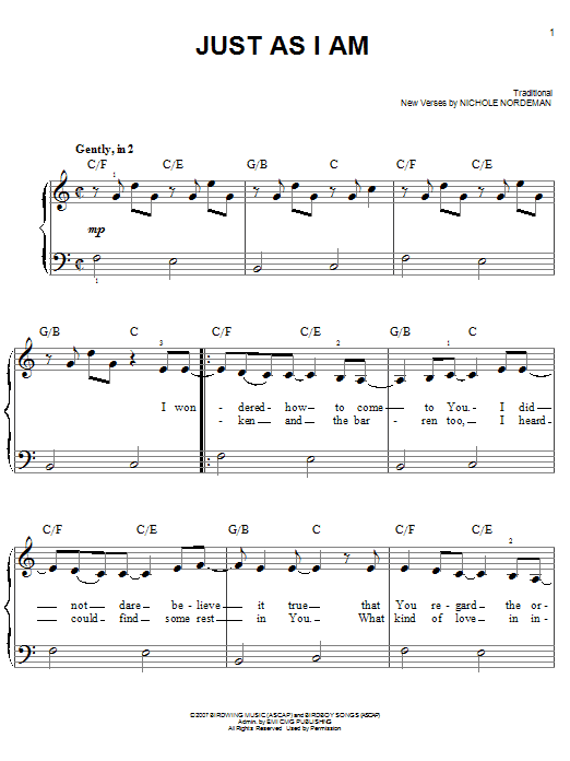 Nichole Nordeman Just As I Am Sheet Music