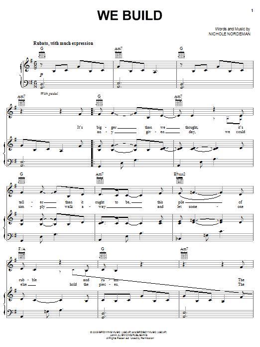 Nichole Nordeman We Build Sheet Music