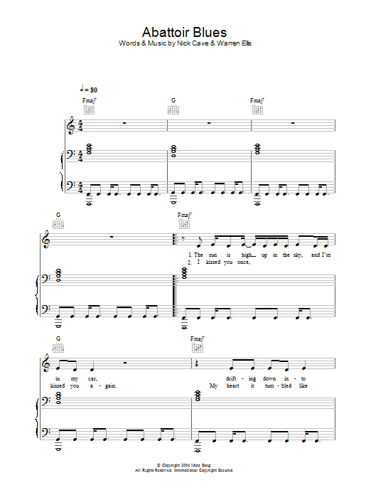 Nick Cave Abattoir Blues Sheet Music