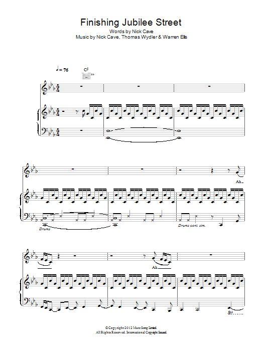 Nick Cave & The Bad Seeds Finishing Jubilee Street Sheet Music