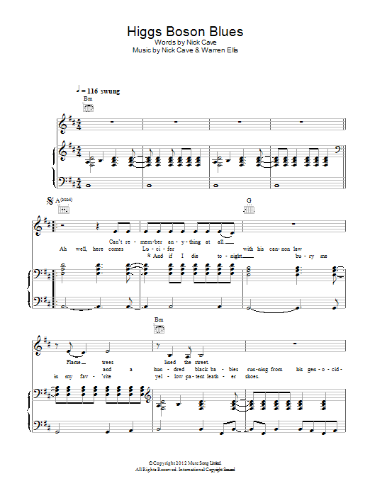 Nick Cave & The Bad Seeds Higgs Boson Blues Sheet Music