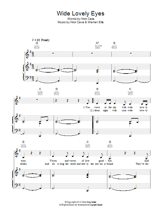 Nick Cave & The Bad Seeds Wide Lovely Eyes Sheet Music
