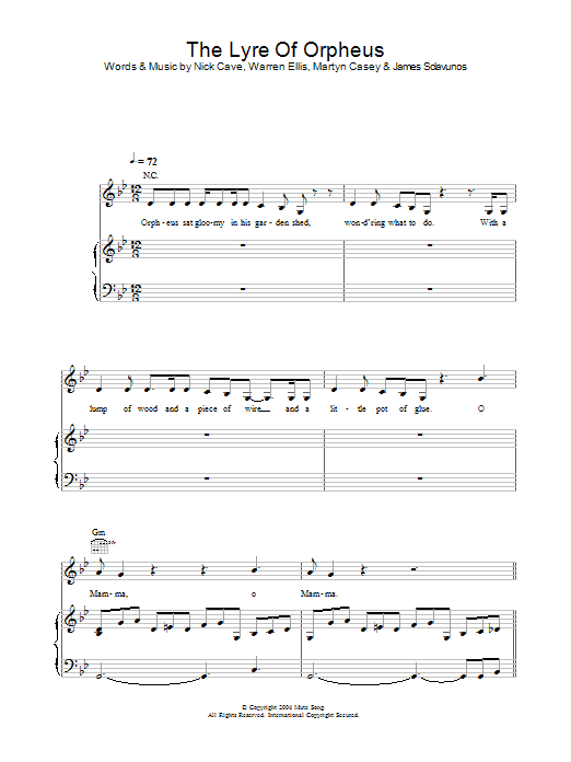 Nick Cave The Lyre Of Orpheus Sheet Music