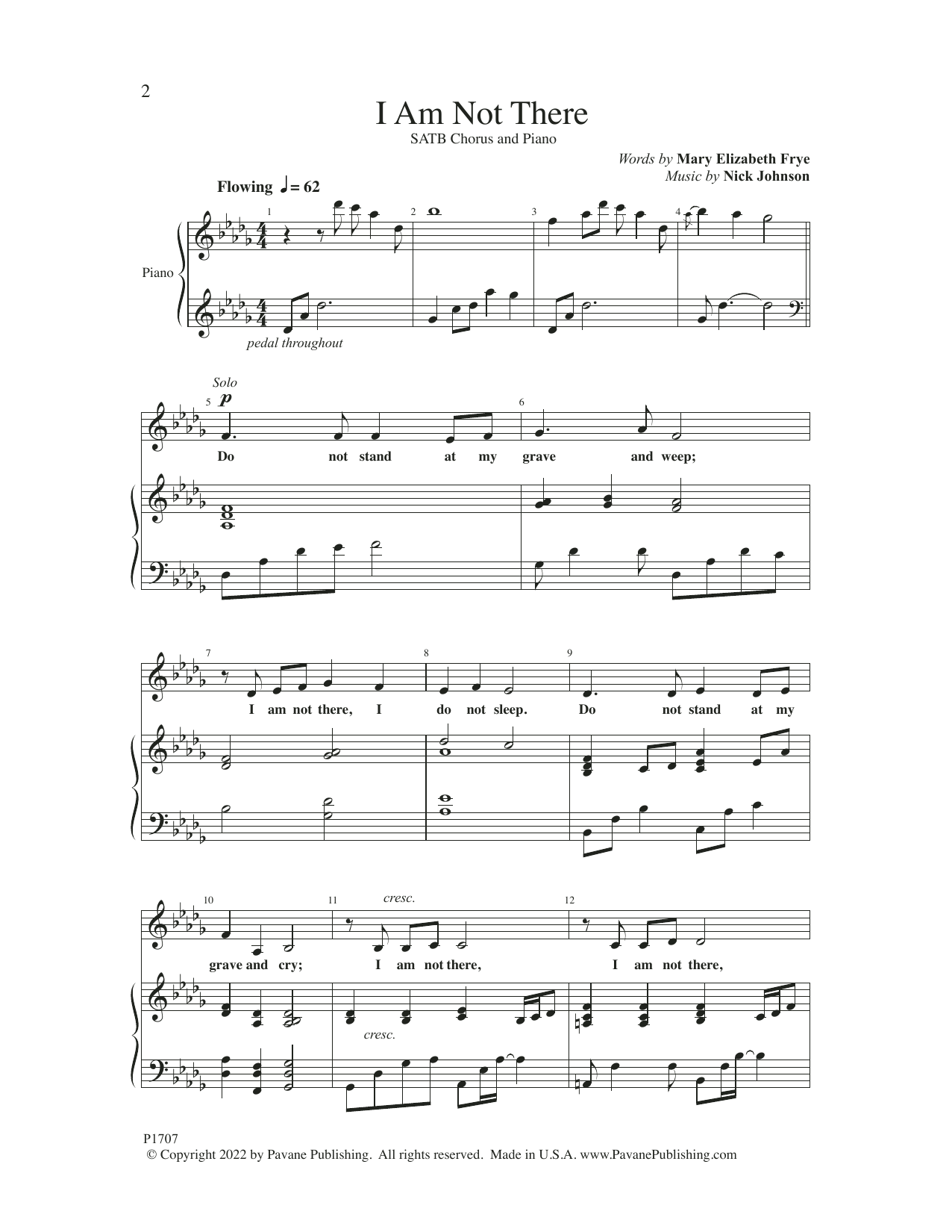 Nick Johnson I Am Not There Sheet Music