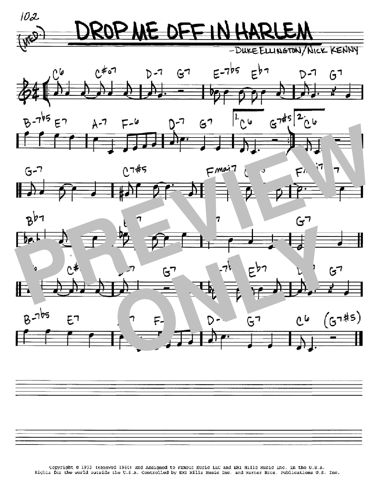 Nick Kenny Drop Me Off In Harlem Sheet Music