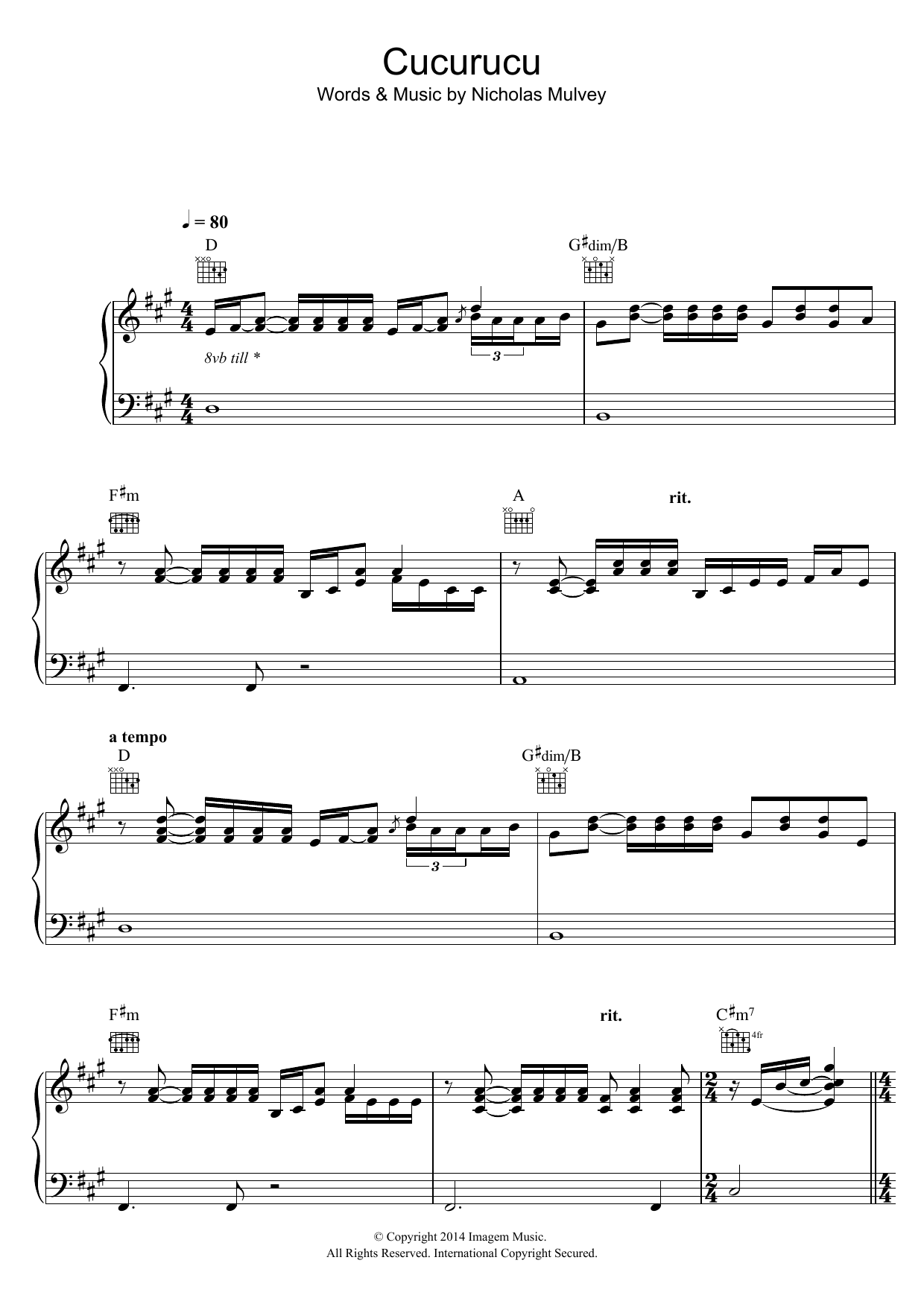 Nick Mulvey Cucurucu Sheet Music