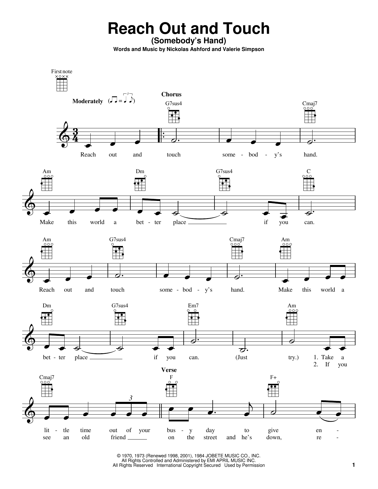 Nickolas Ashford Reach Out And Touch (Somebody's Hand) Sheet Music