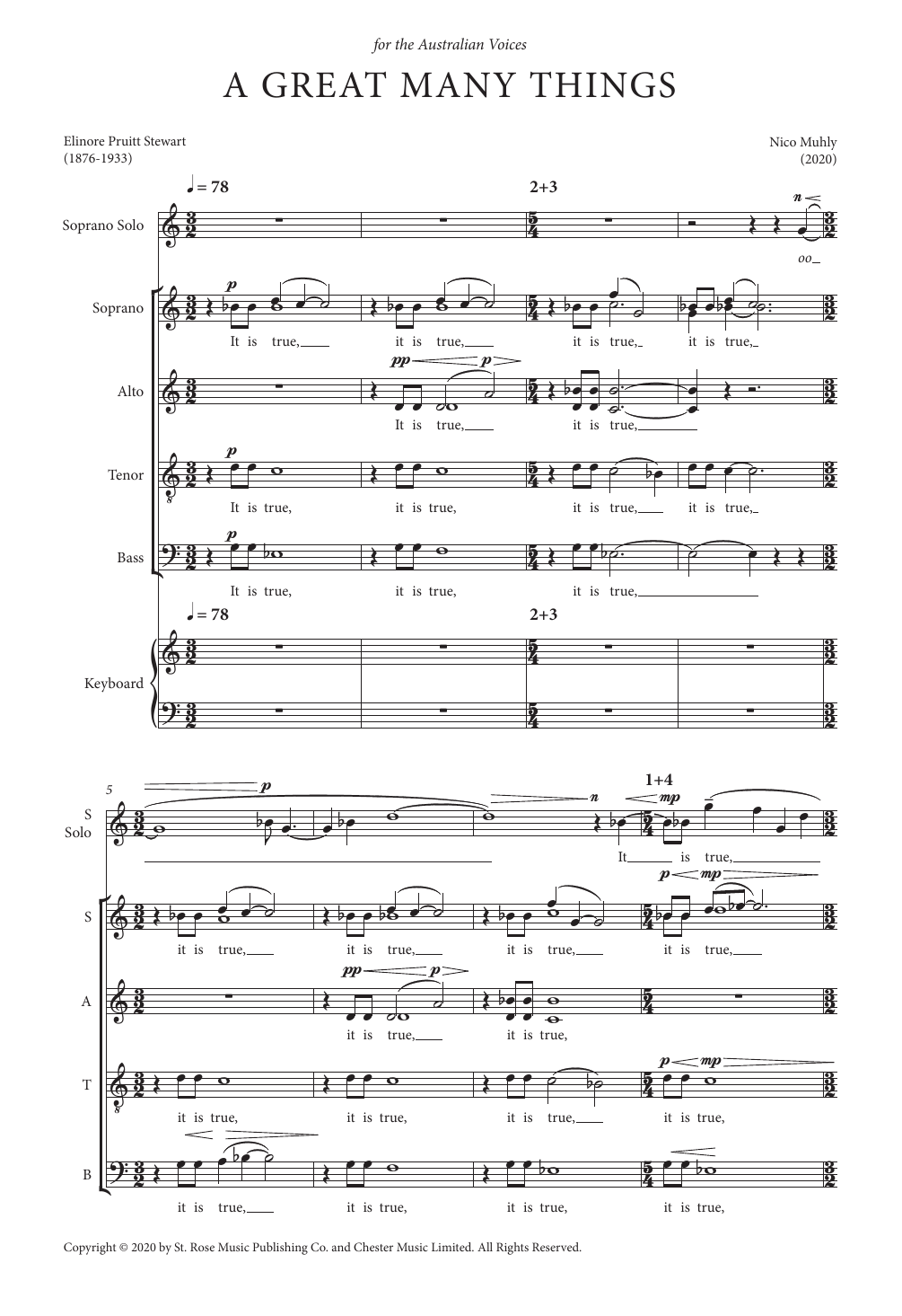 Nico Muhly A Great Many Things Sheet Music