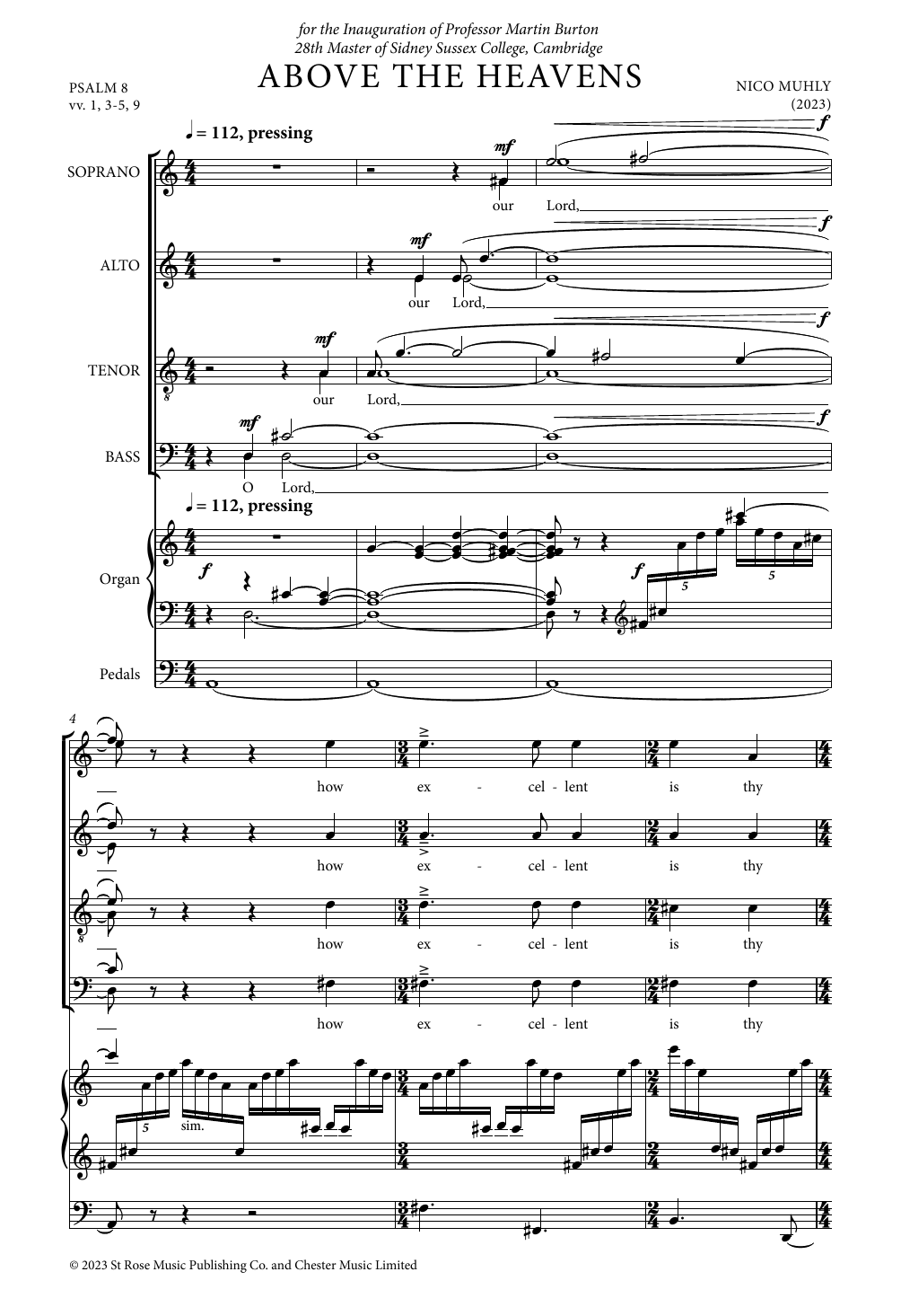 Nico Muhly Above The Heavens Sheet Music