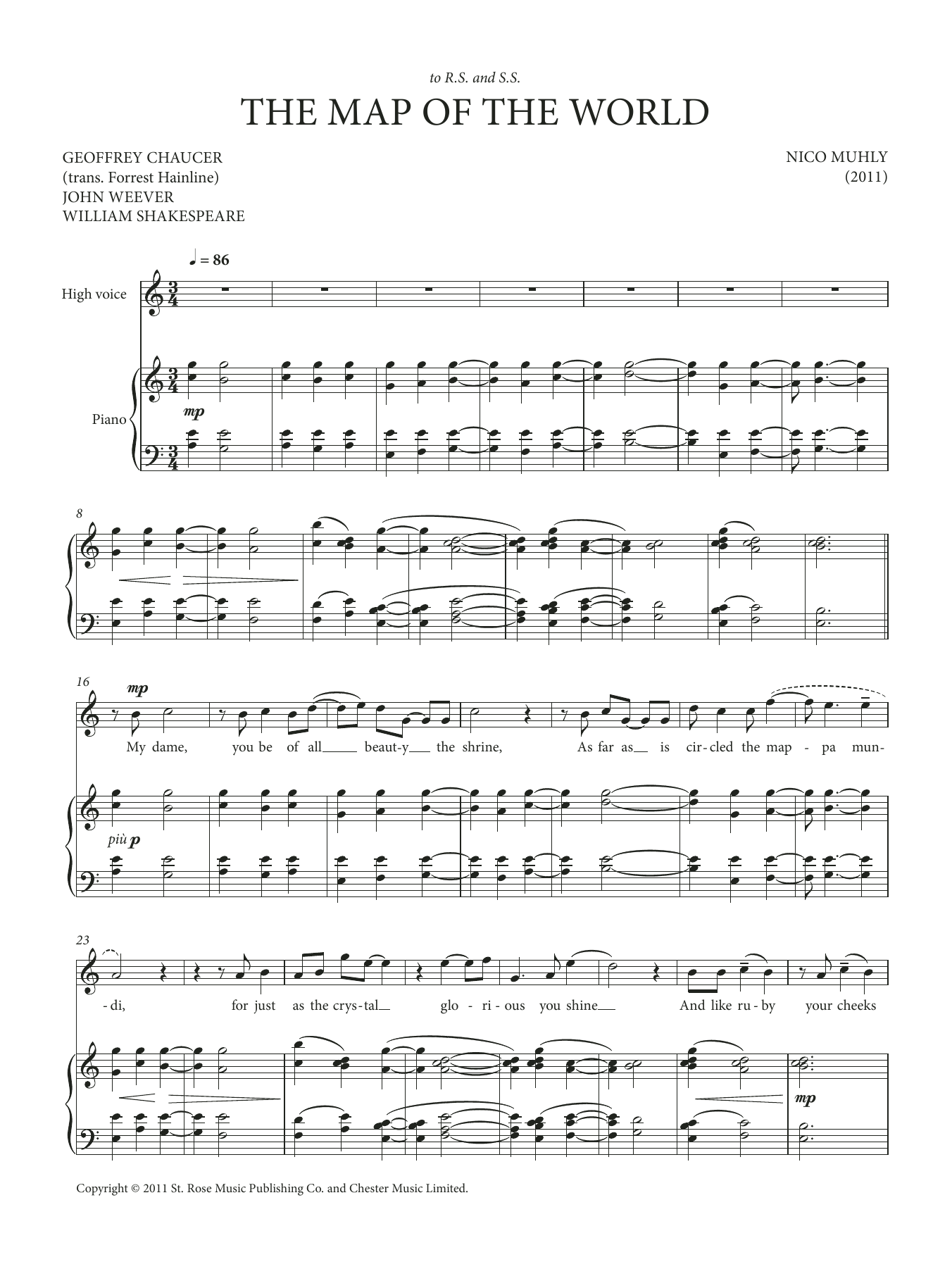 Nico Muhly Map Of The World Sheet Music