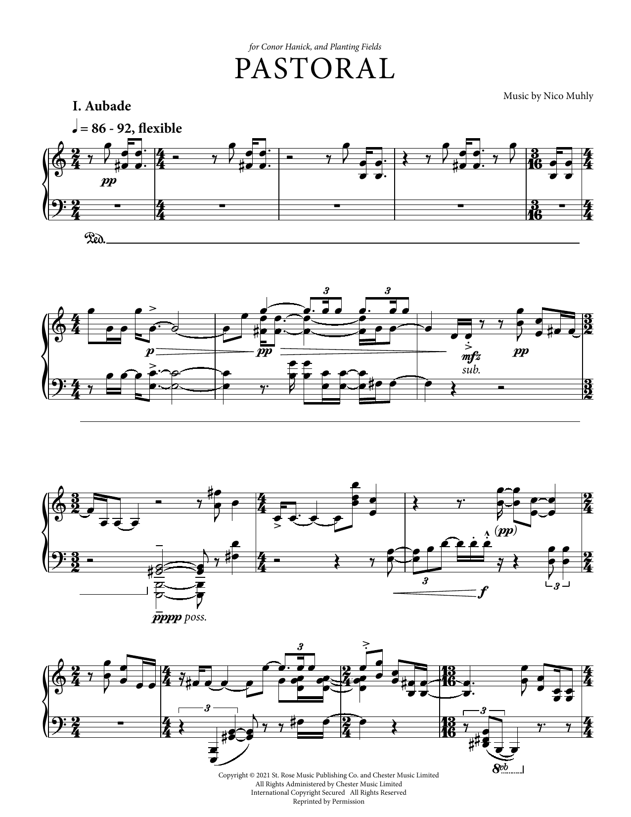 Nico Muhly Pastoral Sheet Music