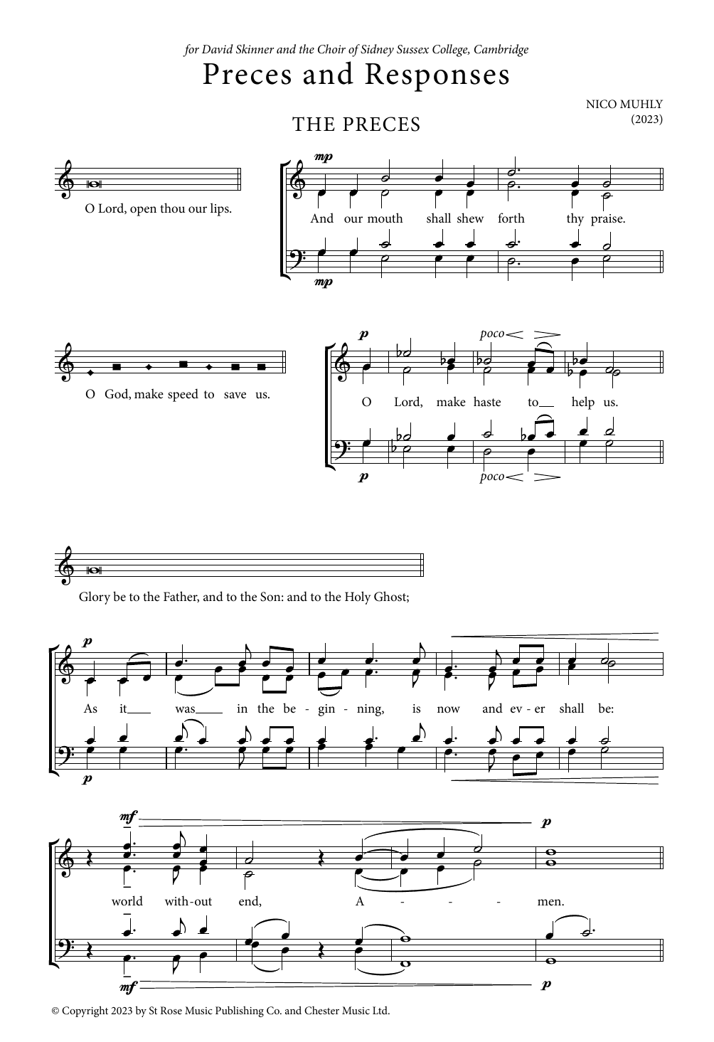Nico Muhly Sidney Responses Sheet Music