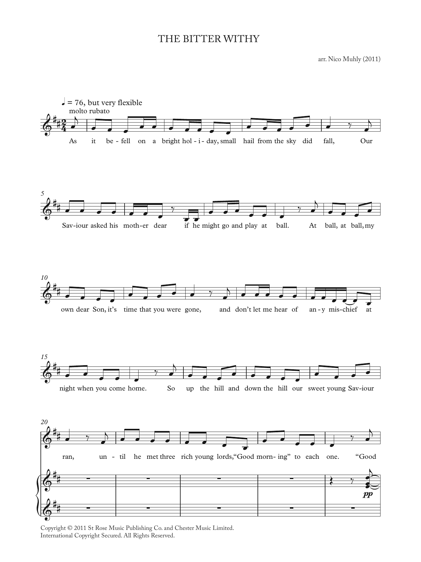 Nico Muhly The Bitter Withy (from 'Four Traditional Songs') Sheet Music