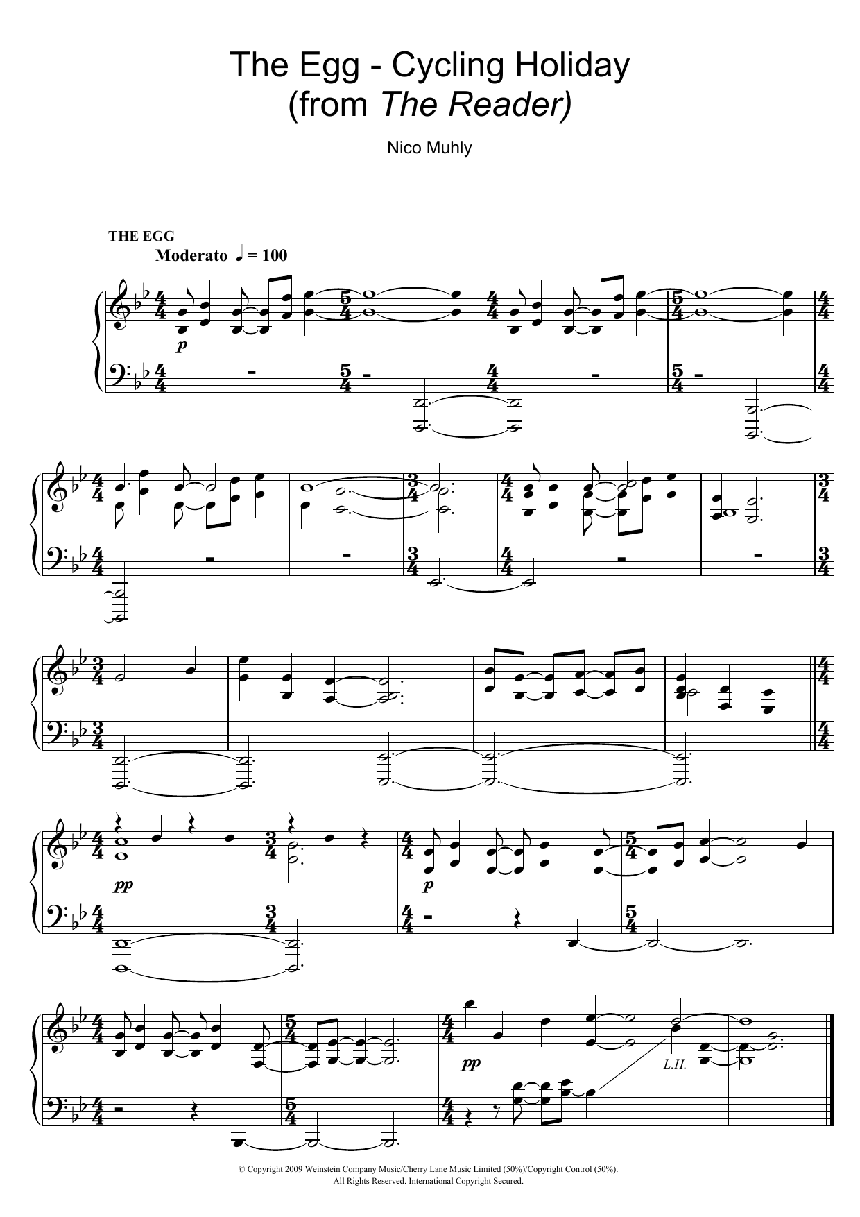 Nico Muhly The Egg - Cycling Holiday (from The Reader) Sheet Music