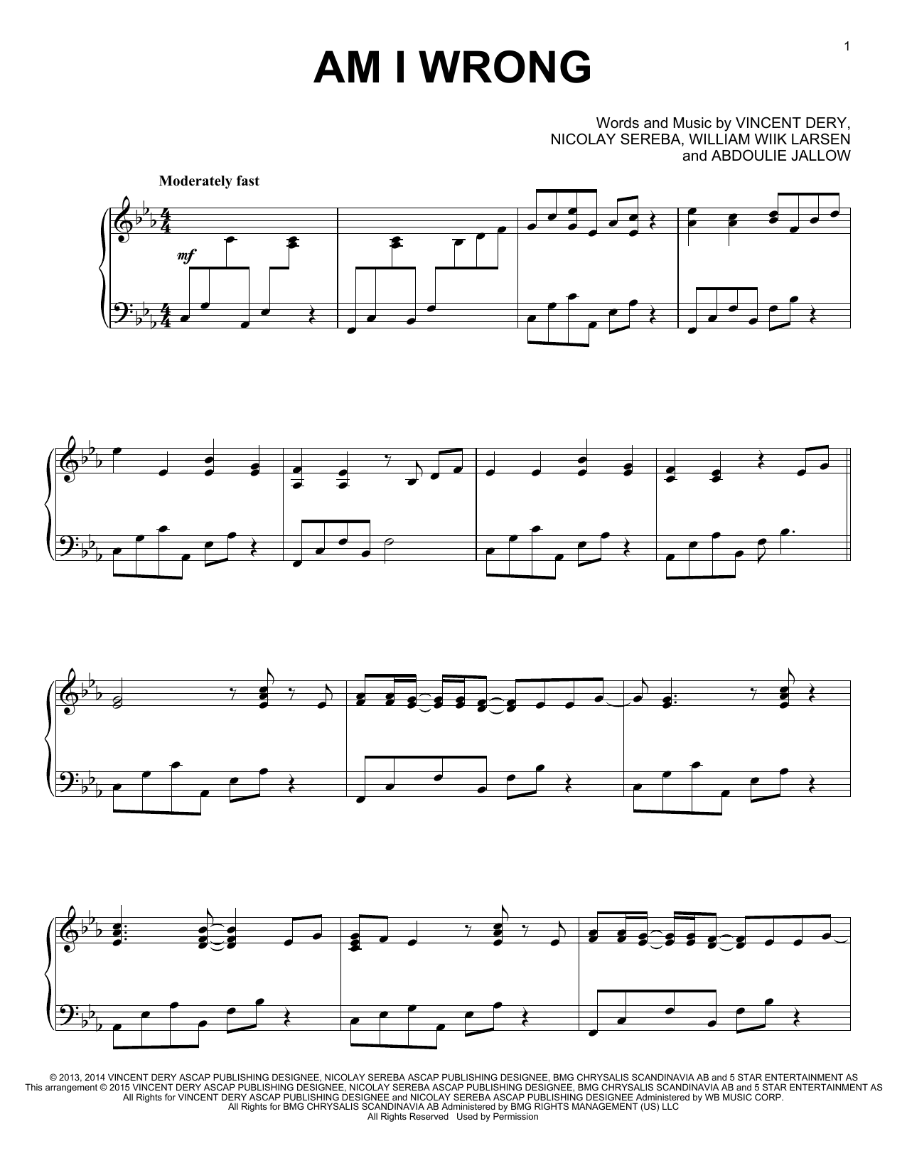 Nico & Vinz Am I Wrong Sheet Music