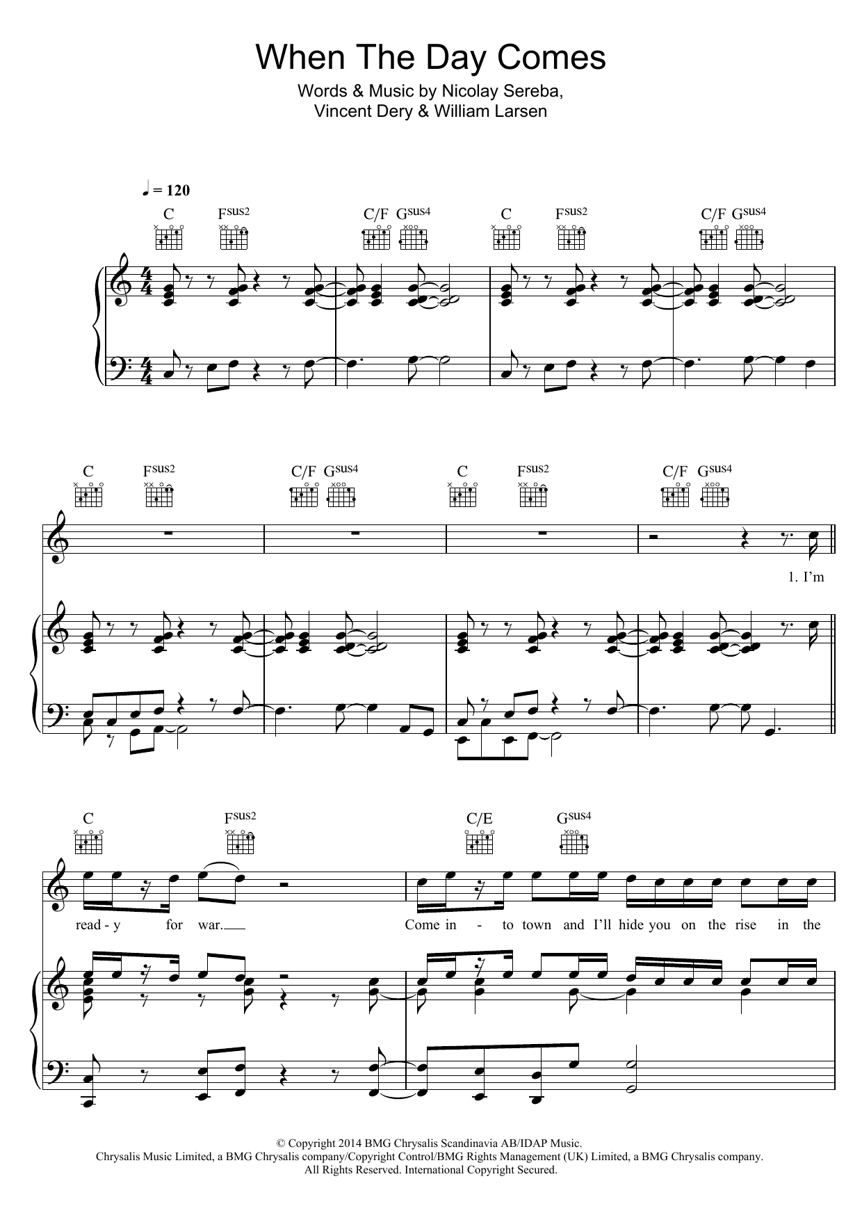 Nico & Vinz When The Day Comes Sheet Music