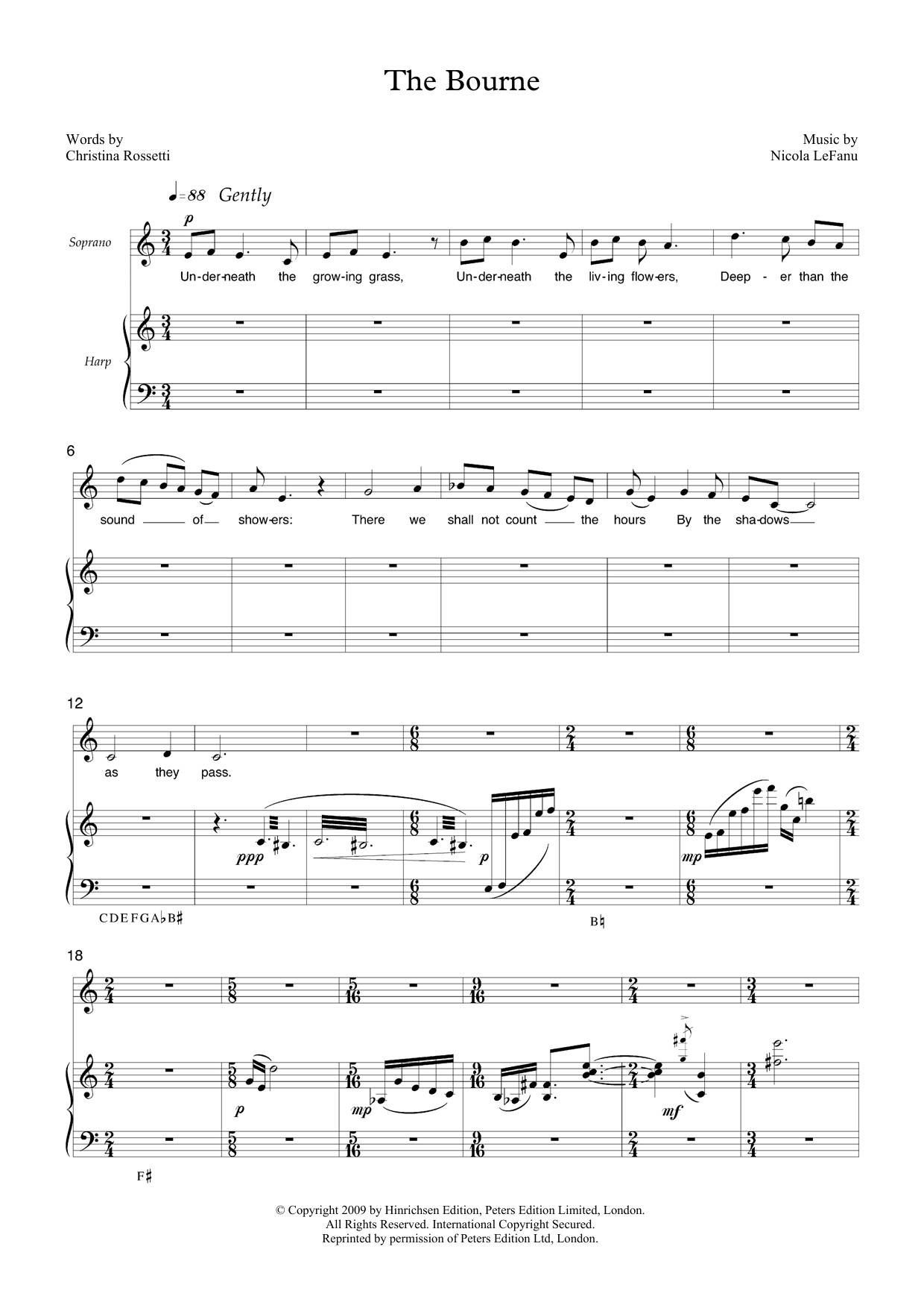 Nicola Lefanu The Bourne (for soprano and harp) Sheet Music