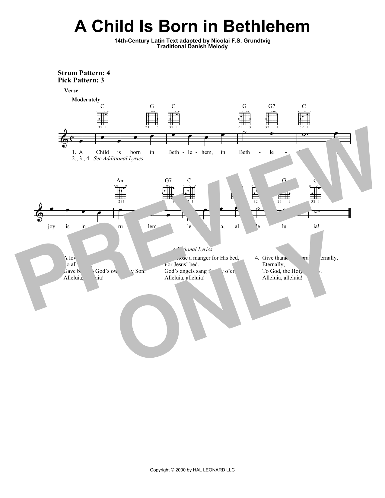 Nicolai F.S. Grundtvig A Child Is Born In Bethlehem Sheet Music